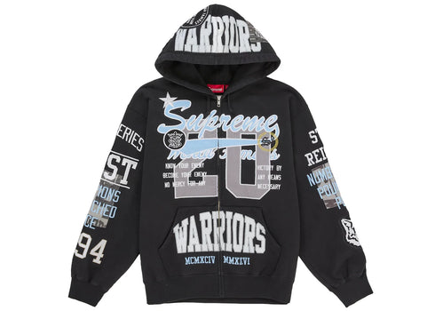 Supreme Warriors Applique Zip Up Hooded Sweatshirt Black