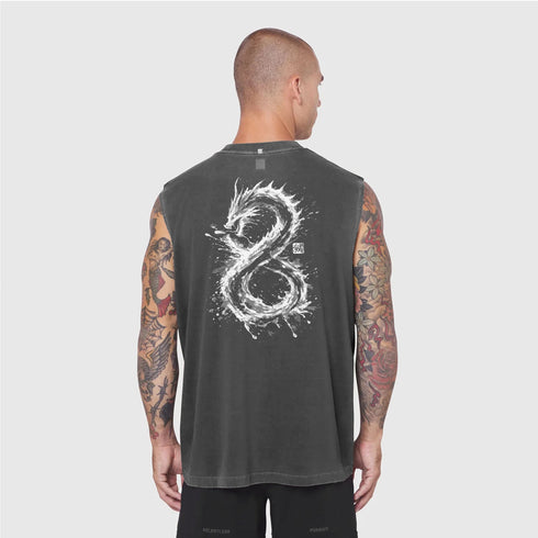 0807. Tech Essential™ Relaxed Cutoff - Faded Grey "Dragon"