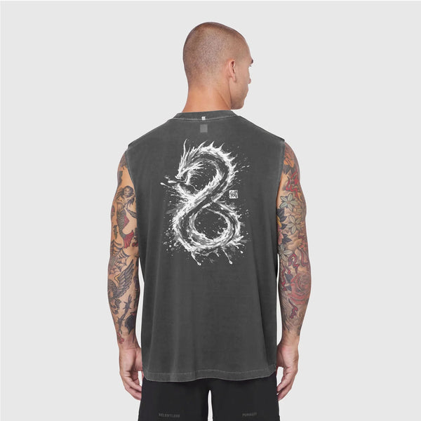 0807. Tech Essential™ Relaxed Cutoff - Faded Grey "Dragon"