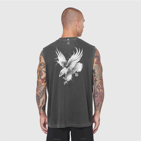 0807. Tech Essential™ Relaxed Cutoff - Faded Grey "Eagle"