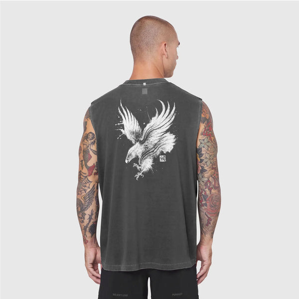 0807. Tech Essential™ Relaxed Cutoff - Faded Grey "Eagle"