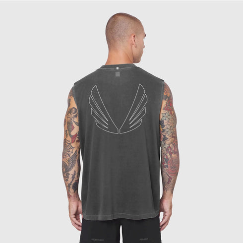 0807. Tech Essential™ Relaxed Cutoff - Faded Grey "Outline"