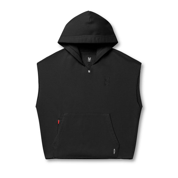 0844. Tech Essential™ Raw Hem Cutoff Hoodie - Black
