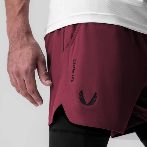 0865. Tetra-Lite® 5" Liner Short - Crimson "Wings"/Black
