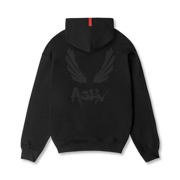 0874. Tech-Terry™ Zip Pocket Hoodie - Black/Black "Brush Wings/ASRV"