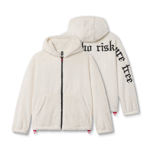 0887. Sherpa Recovery Full Zip Hoodie - Ivory Cream/Black