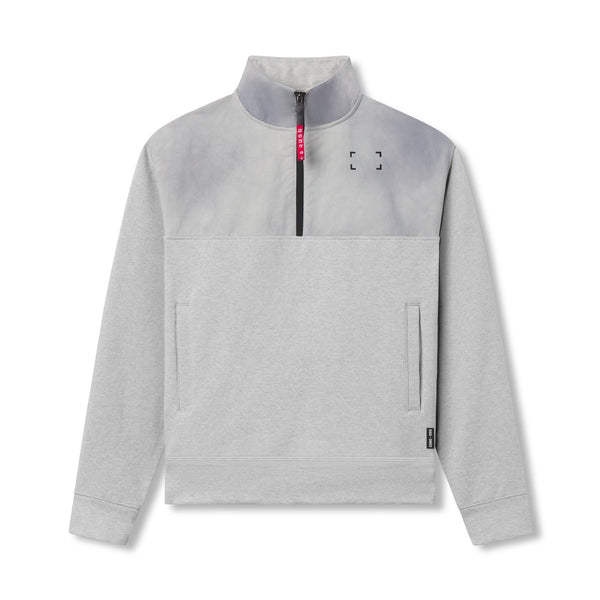 0903. Tech-Terry™ Paneled Quarter Zip - Heather Grey "Wave Dye"