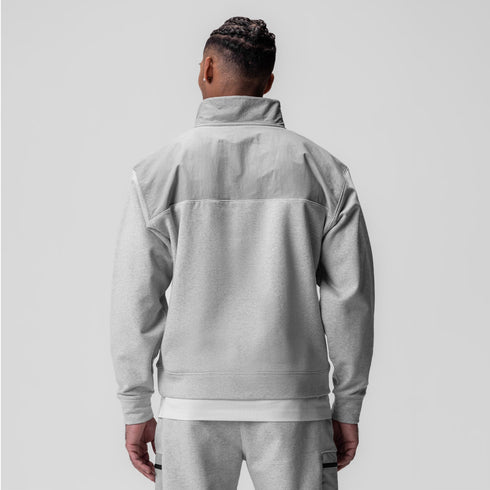 0903. Tech-Terry™ Paneled Quarter Zip - Heather Grey "Wave Dye"