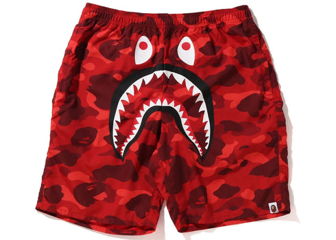 BAPE Color Camo Shark Beach Shorts (SS22) Red