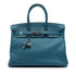 Birkin Handbag Blue Clemence with Palladium Hardware 35