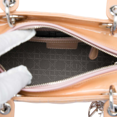 Lady Dior Bag Cannage Quilt Patent Medium