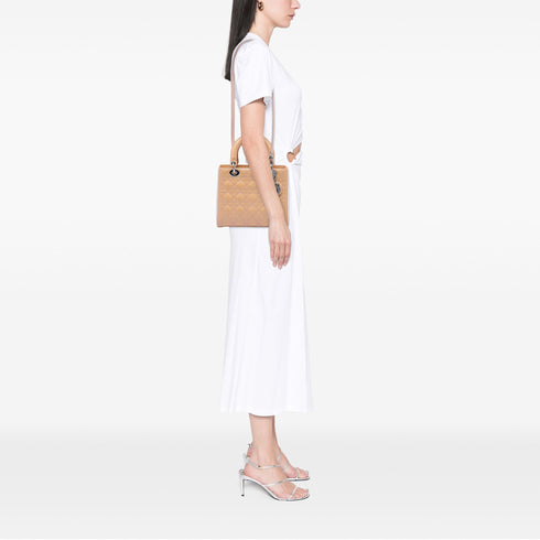 Lady Dior Bag Cannage Quilt Patent Medium