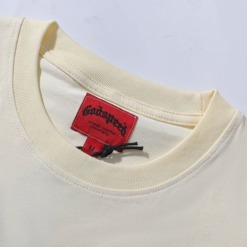 Godspeed T-shirts Skull Rose Clock Plate Double Yarn Cotton Casual Short Sleeve Men and Women