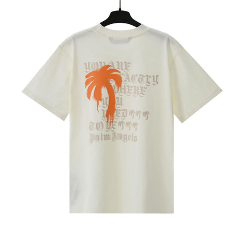 Palm Angels T-shirt Letter Painted Coconut Tree Print Short Sleeve T-shirt