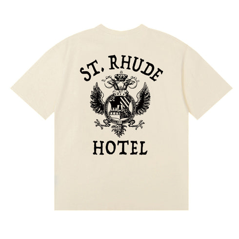 Rhude T-shirts Totem Simple Printing Cotton Casual Short Sleeve Men and Women