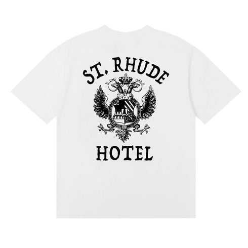 Rhude T-shirts Totem Simple Printing Cotton Casual Short Sleeve Men and Women