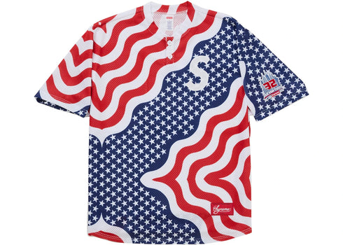 Supreme New York USA Shop S Logo Baseball Henley Flag