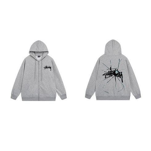 Stussy Hoodie Zip-Up Cardigan Fleece Hooded Sweater