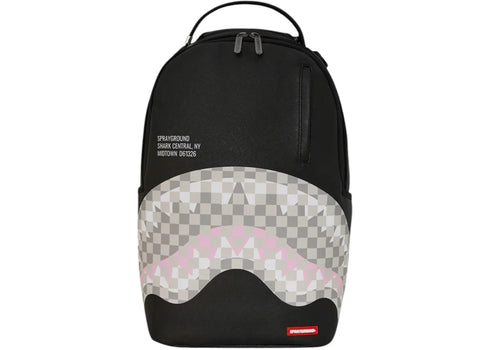 Sprayground Shark Central Cream Black Check Backpack Multicolor