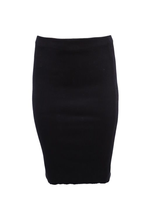 Women's Vince Ribbed-Knit Midi Skirt in Navy Blue Cotton