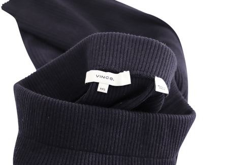 Women's Vince Ribbed-Knit Midi Skirt in Navy Blue Cotton
