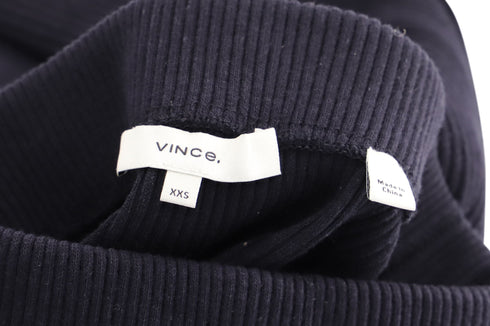 Women's Vince Ribbed-Knit Midi Skirt in Navy Blue Cotton