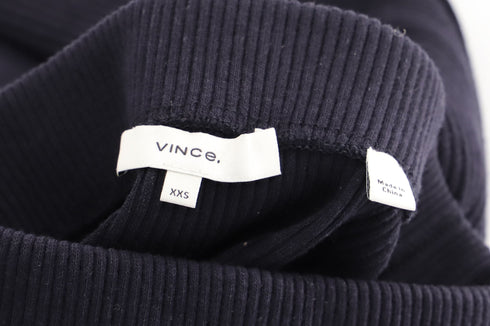 Women's Vince Ribbed-Knit Midi Skirt in Navy Blue Cotton