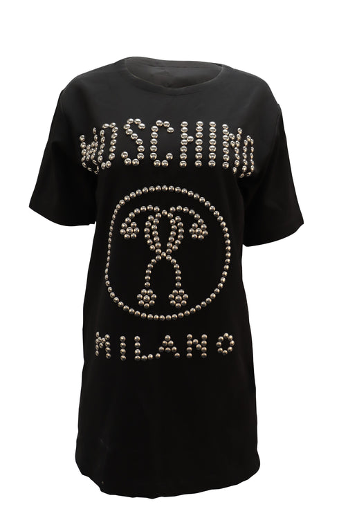 Women's Moschino Studded Shirt Dress in Black Viscose