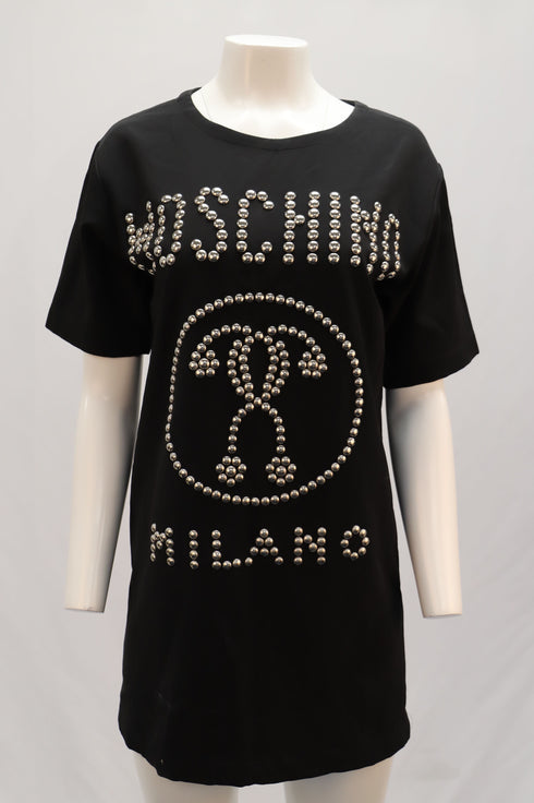 Women's Moschino Studded Shirt Dress in Black Viscose