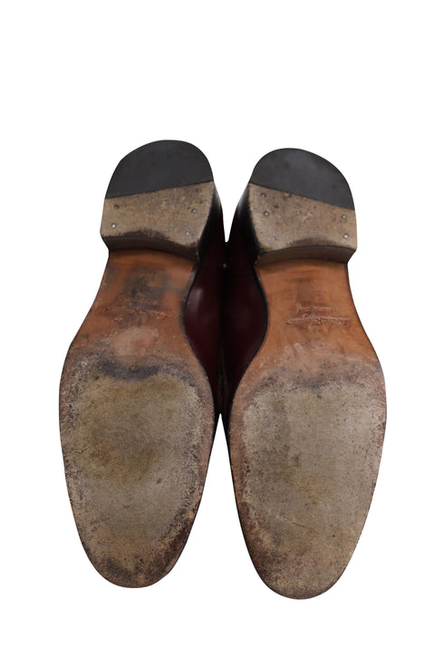 Women's Salvatore Ferragamo Loafers with Gold Accent in Burgundy Leather