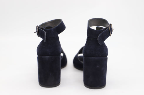 Women's Stuart Weitzman Soho Gal Block Sandals in Navy Blue Suede