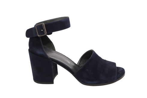 Women's Stuart Weitzman Soho Gal Block Sandals in Navy Blue Suede