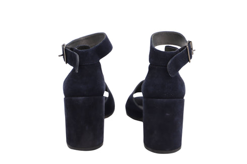 Women's Stuart Weitzman Soho Gal Block Sandals in Navy Blue Suede