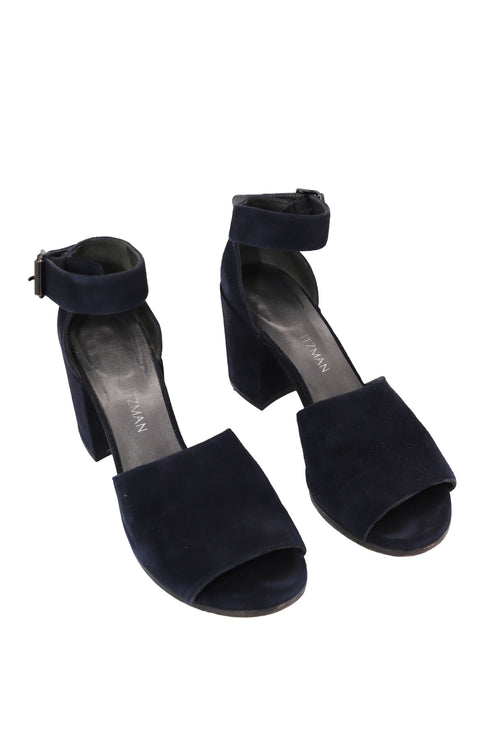 Women's Stuart Weitzman Soho Gal Block Sandals in Navy Blue Suede