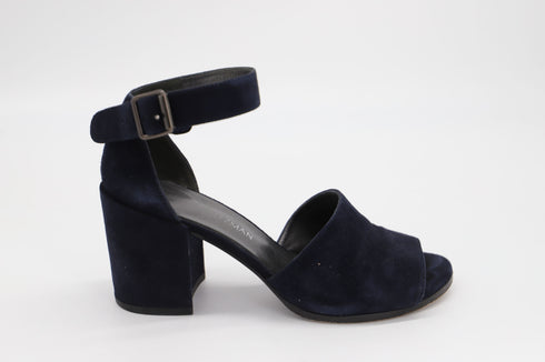 Women's Stuart Weitzman Soho Gal Block Sandals in Navy Blue Suede