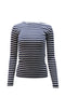 Women's Vince Striped Long-Sleeve T-Shirt in Navy Blue Cotton