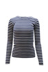Women's Vince Striped Long-Sleeve T-Shirt in Navy Blue Cotton