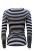 Women's Vince Striped Long-Sleeve T-Shirt in Navy Blue Cotton