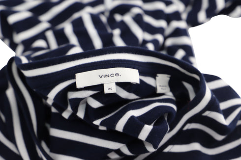 Women's Vince Striped Long-Sleeve T-Shirt in Navy Blue Cotton