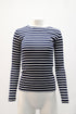 Women's Vince Striped Long-Sleeve T-Shirt in Navy Blue Cotton