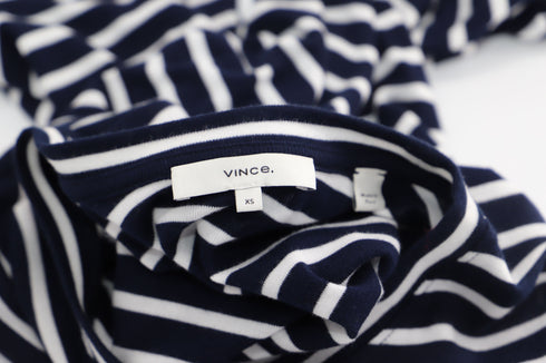 Women's Vince Striped Long-Sleeve T-Shirt in Navy Blue Cotton