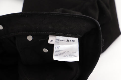 Women's Reformation Liza High Rise Straight leg Jeans in Black Denim