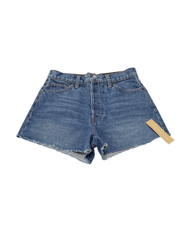 Women's Reformation Dixie High Waisted Shorts in Blue Denim