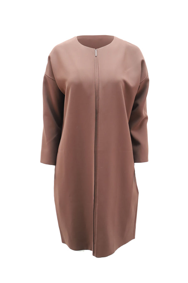 Women's Vince Midi Sack Dress with Front Zipper In Brown Polyester
