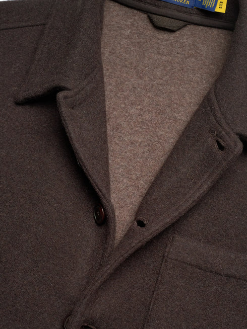 RALPH LAUREN Wool-Blend Utility Shirt Jacket Dark Brown