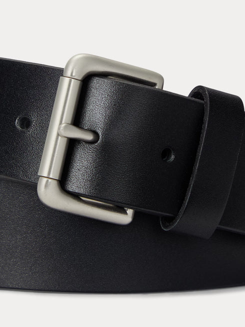 RALPH LAUREN Leather Roller-Buckle Belt Black