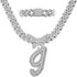 14MM Custom Initial Letter Cuban Butterfly Pendant Necklace