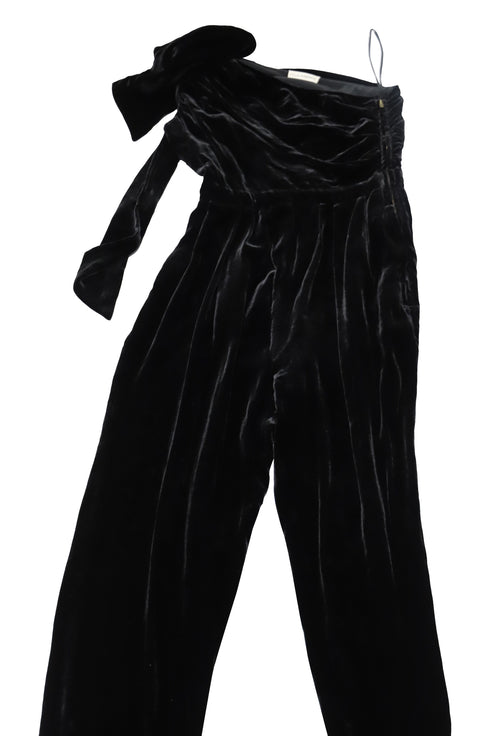 Women's Ulla Johnson Tess One Shoulder Jumpsuit in Black Velvet