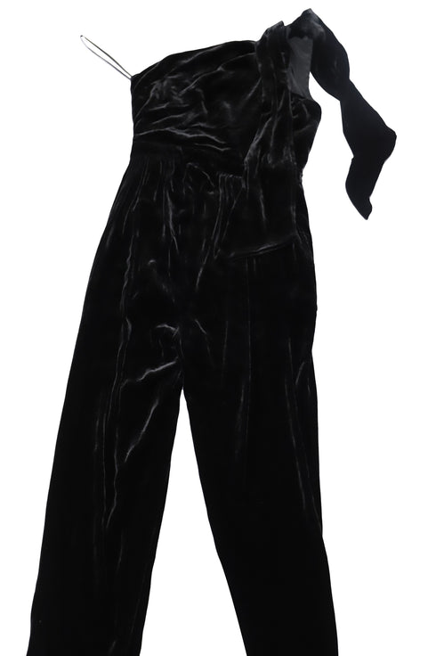 Women's Ulla Johnson Tess One Shoulder Jumpsuit in Black Velvet