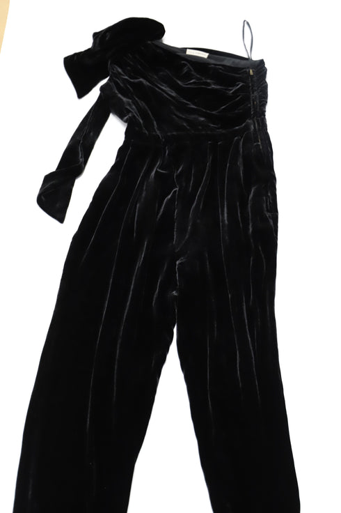 Women's Ulla Johnson Tess One Shoulder Jumpsuit in Black Velvet